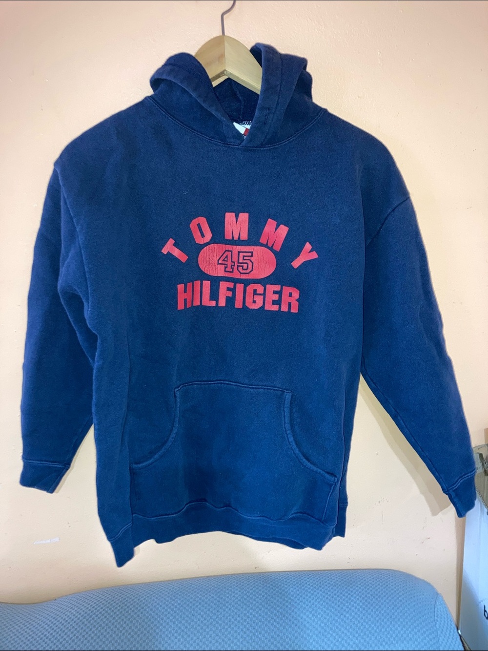 Tommy Hilfiger Navy Blue Hoodie with Red Logo